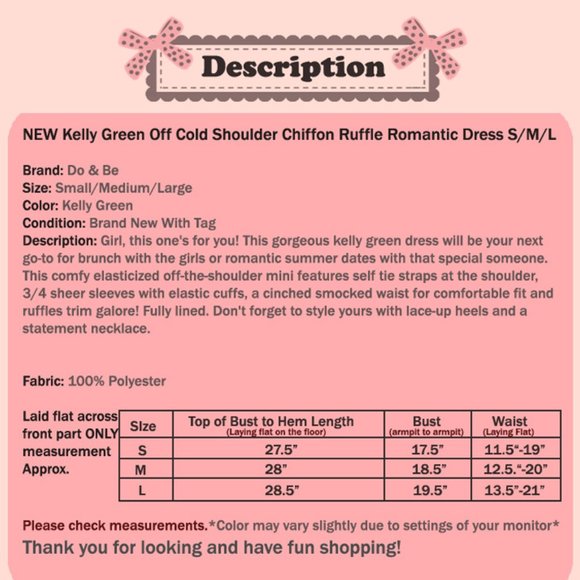 NEW Kelly Green Off Shoulder Ruffle Romantic Dress - Picture 10 of 10